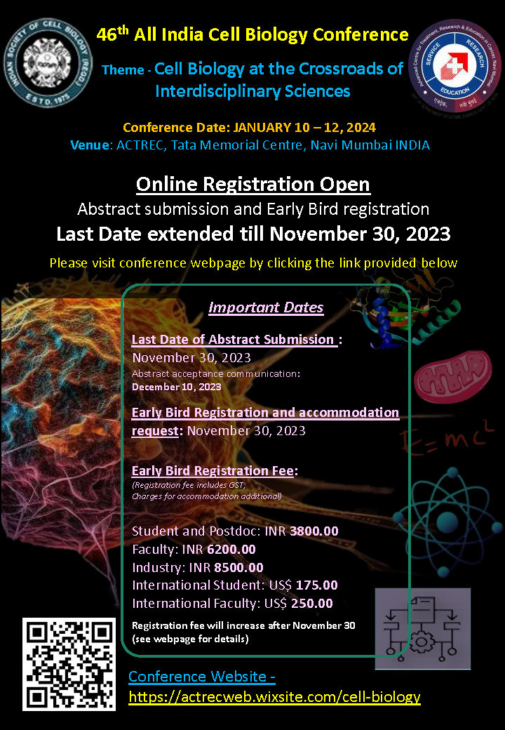 46th All India Cell Biology Conference, January 1012, 2024 at ACTREC Indian Society of Cell